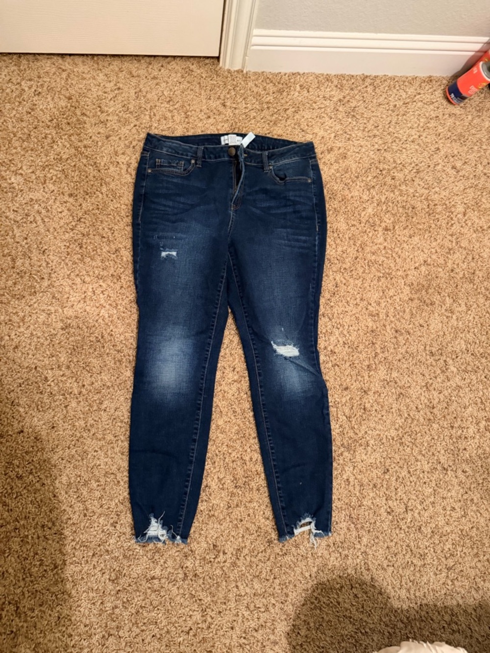Lane Bryant Flex Magic Waistband Signature Skinny Dark Blue Ripped Jeans Size 14